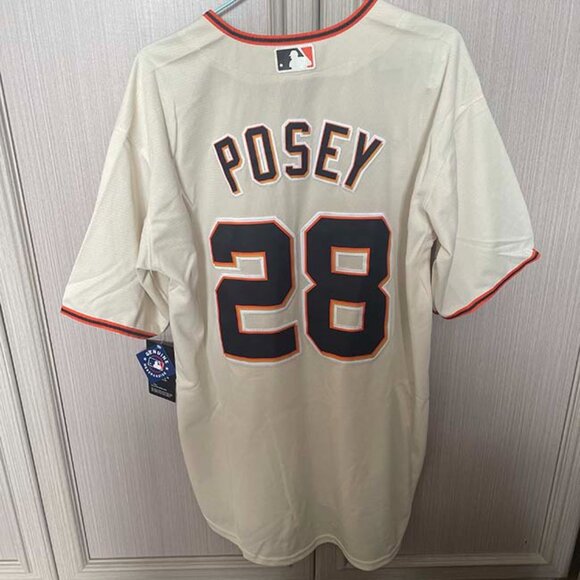 Mens Buster Posey #28 Cream San Francisco Giants Big & Tall Jersey - Picture 4 of 5